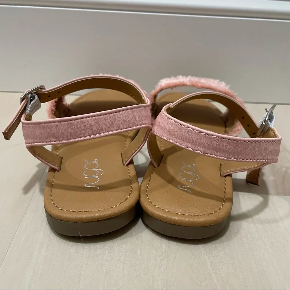 NIB Sugar Girl's Youth Size 4 Kid's Santine 2 Pink Flat Sandals Ankle Strap